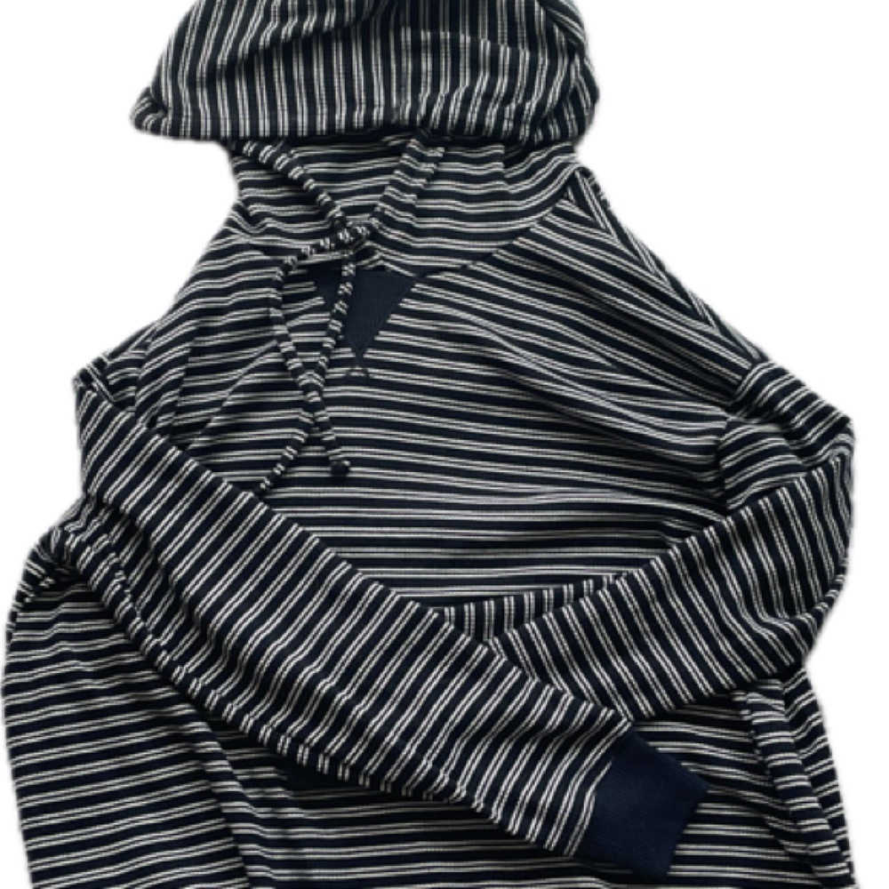 Hollister Navy striped hooded shirt XS